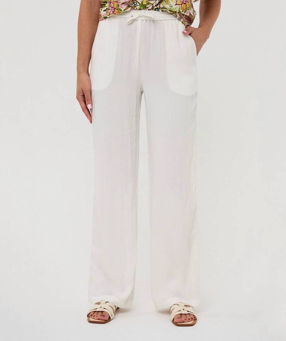 NEW ESQUALO wide-leg drawstring waist trouser in white